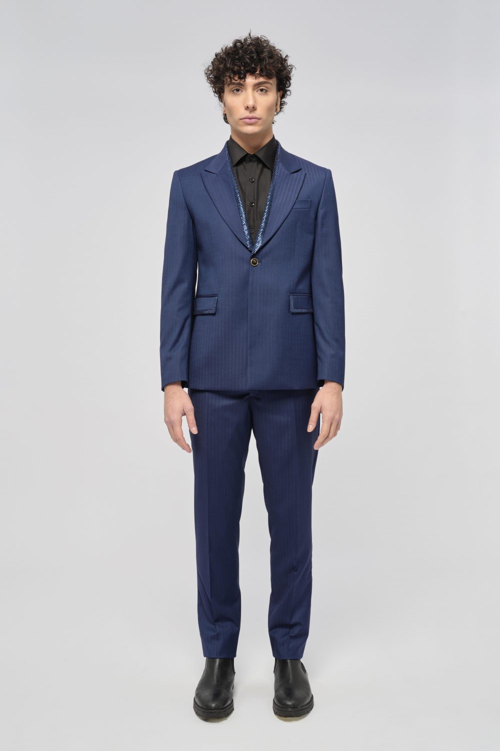 suit newman sequins blue