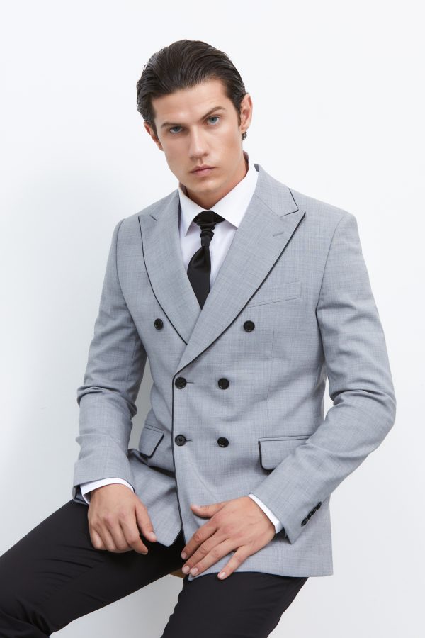 blazer doppiopetto uomo grigio