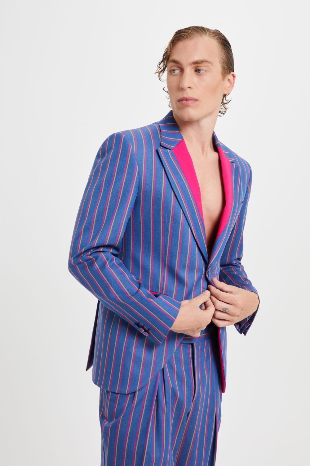 SUITS ROSS BLUE WITH FUCSIA PINSTRIPES