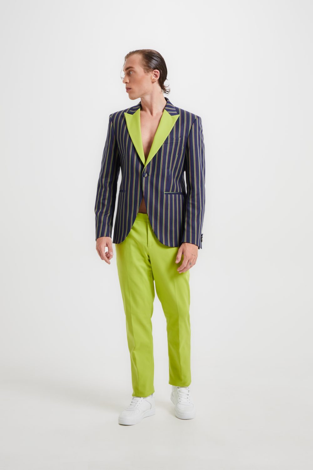 SUITS JONES BLUE WITH LIME PINSTRIPES